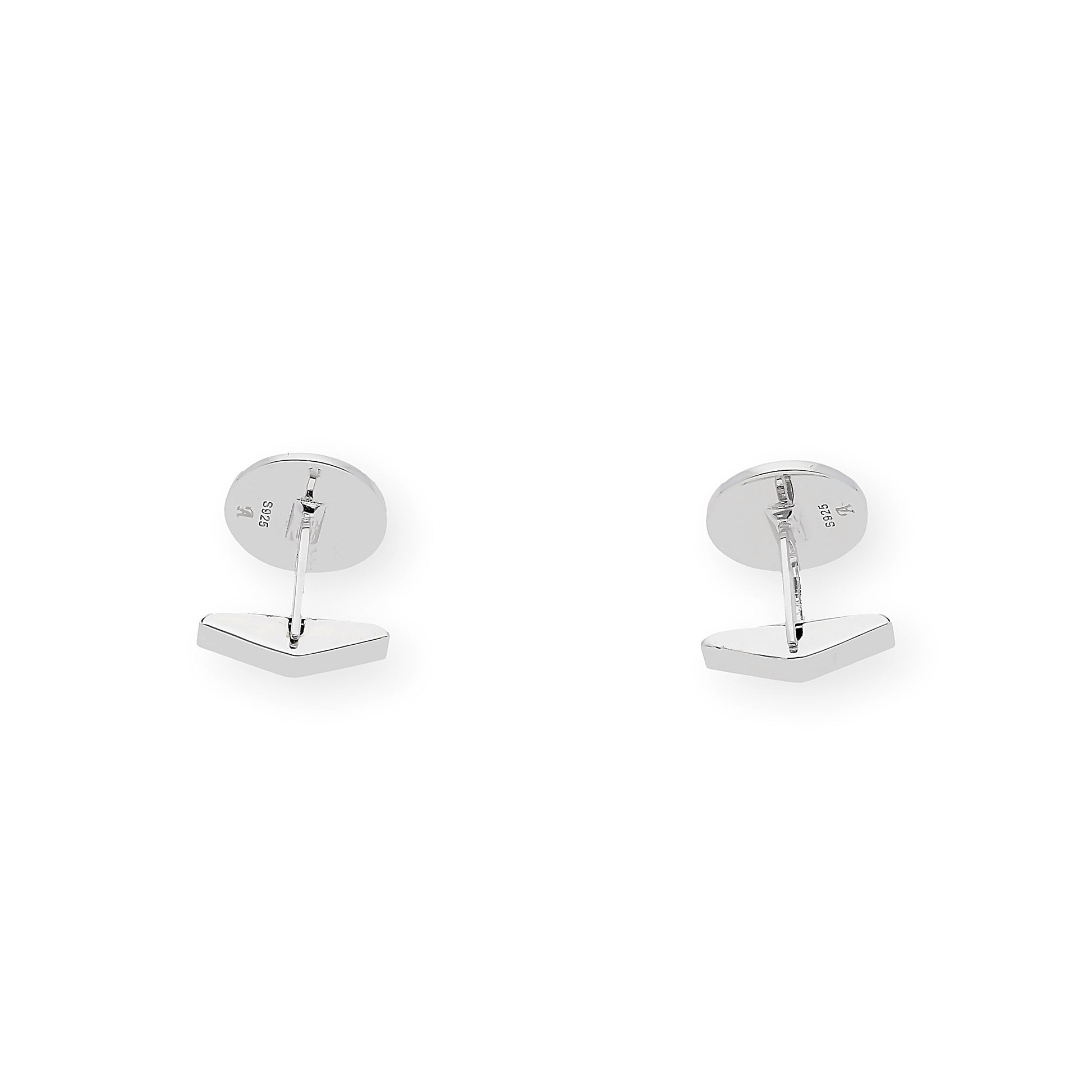 Gemelos de Plata con Nácar Diseño Redondo