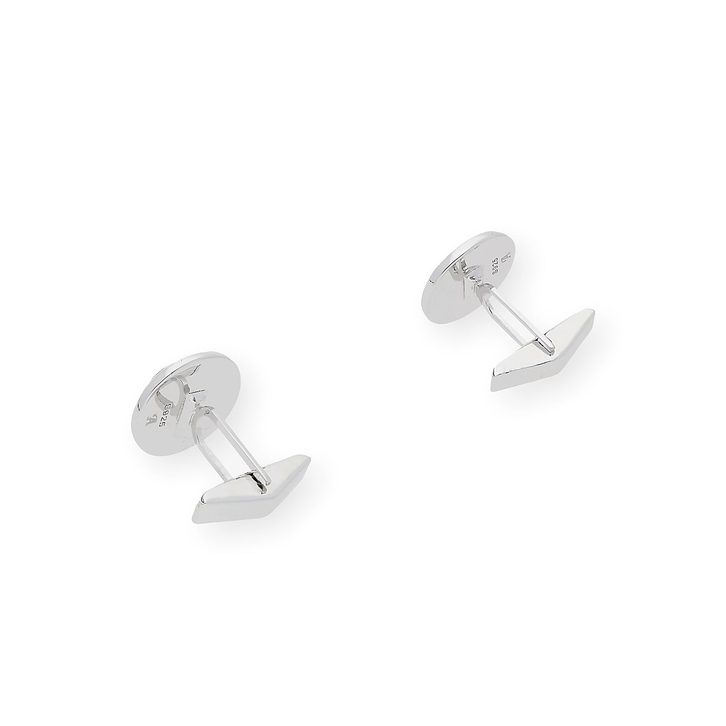 Gemelos de Plata con Nácar Diseño Redondo