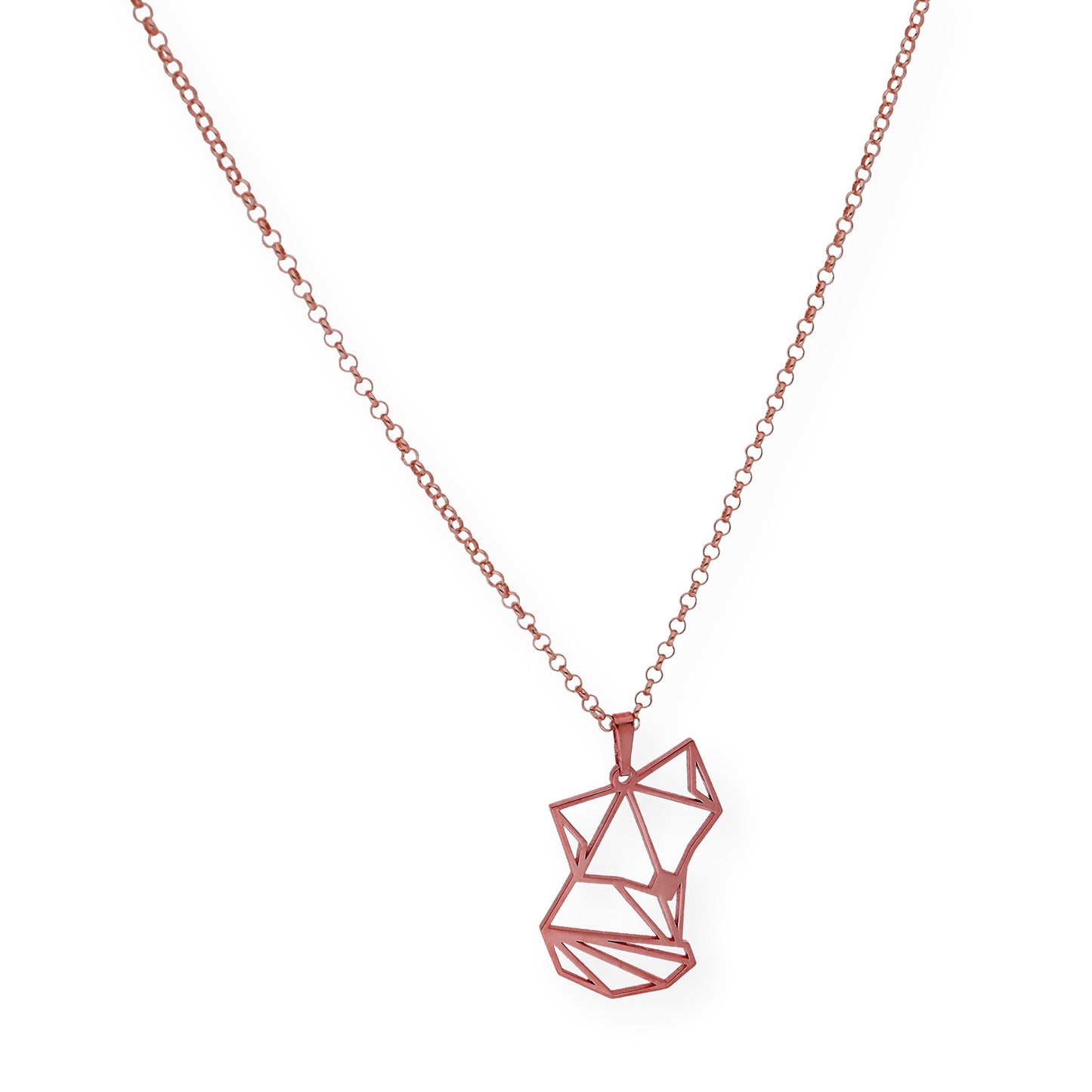 Collar con Colgante Origami Zorro en Plata de Ley 925 con Baño de Oro Rosa 18k