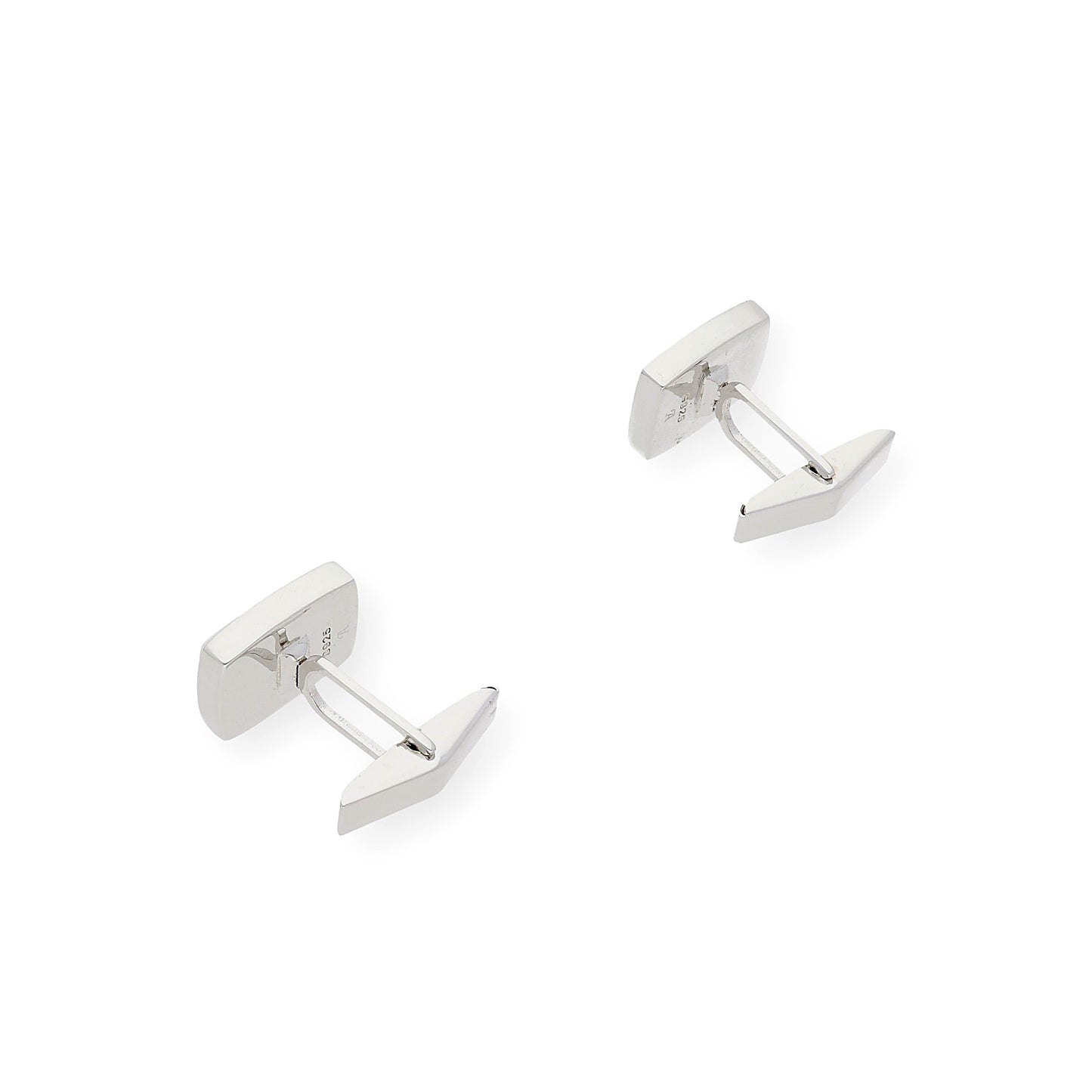 Gemelos de Plata con Nácar Diseño Pequeños Rectangular