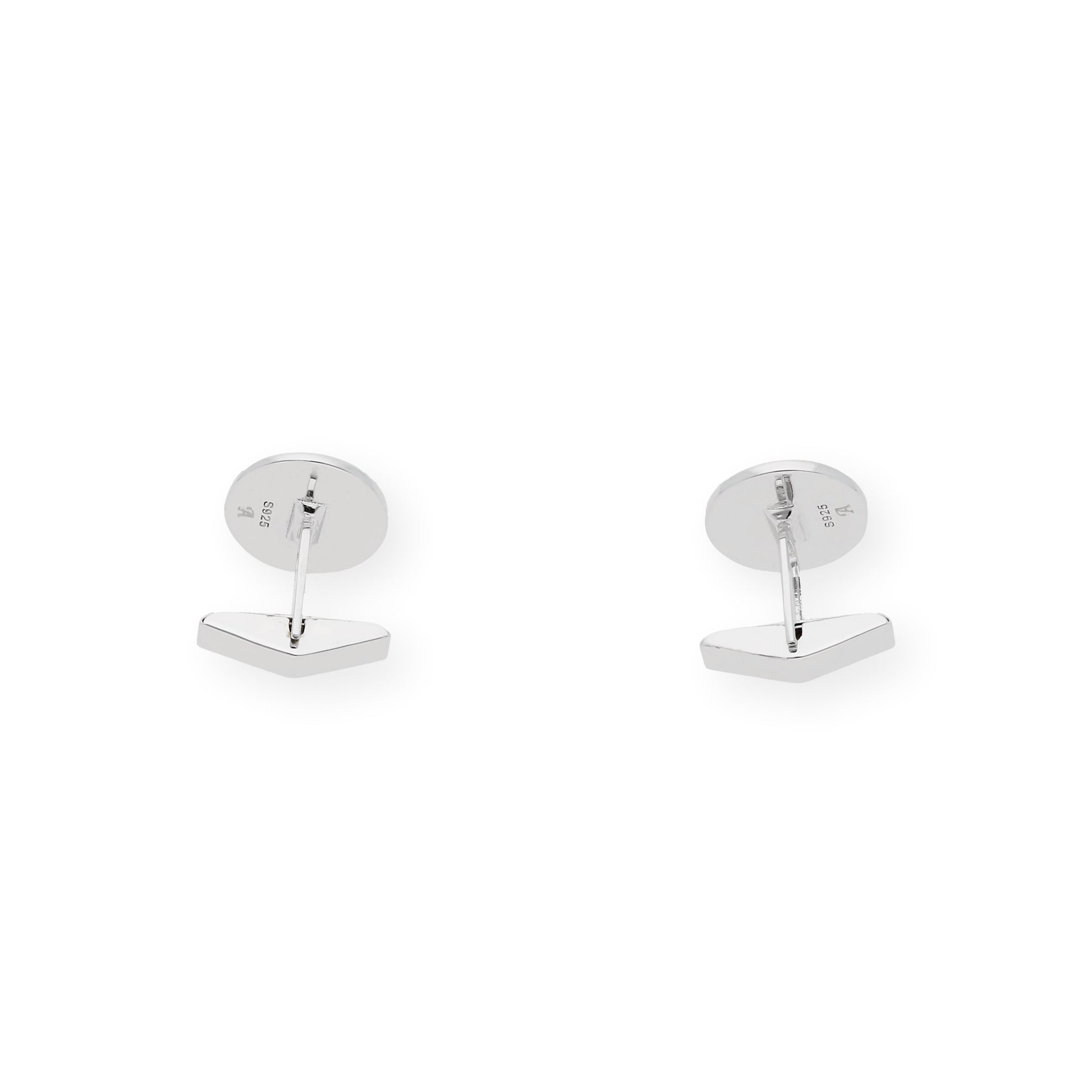 Gemelos de Plata con Ónix Diseño Redondo
