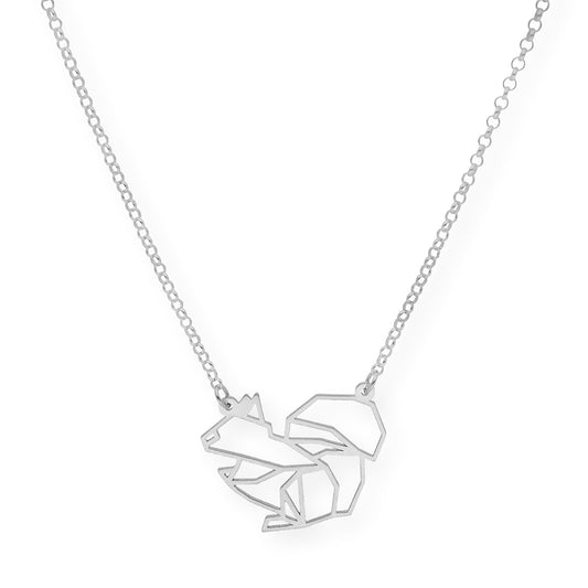 Collar con Colgante Origami Ardilla en Plata de Ley 925