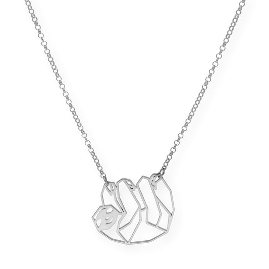 Collar con Colgante Origami Perezoso en Plata de Ley 925