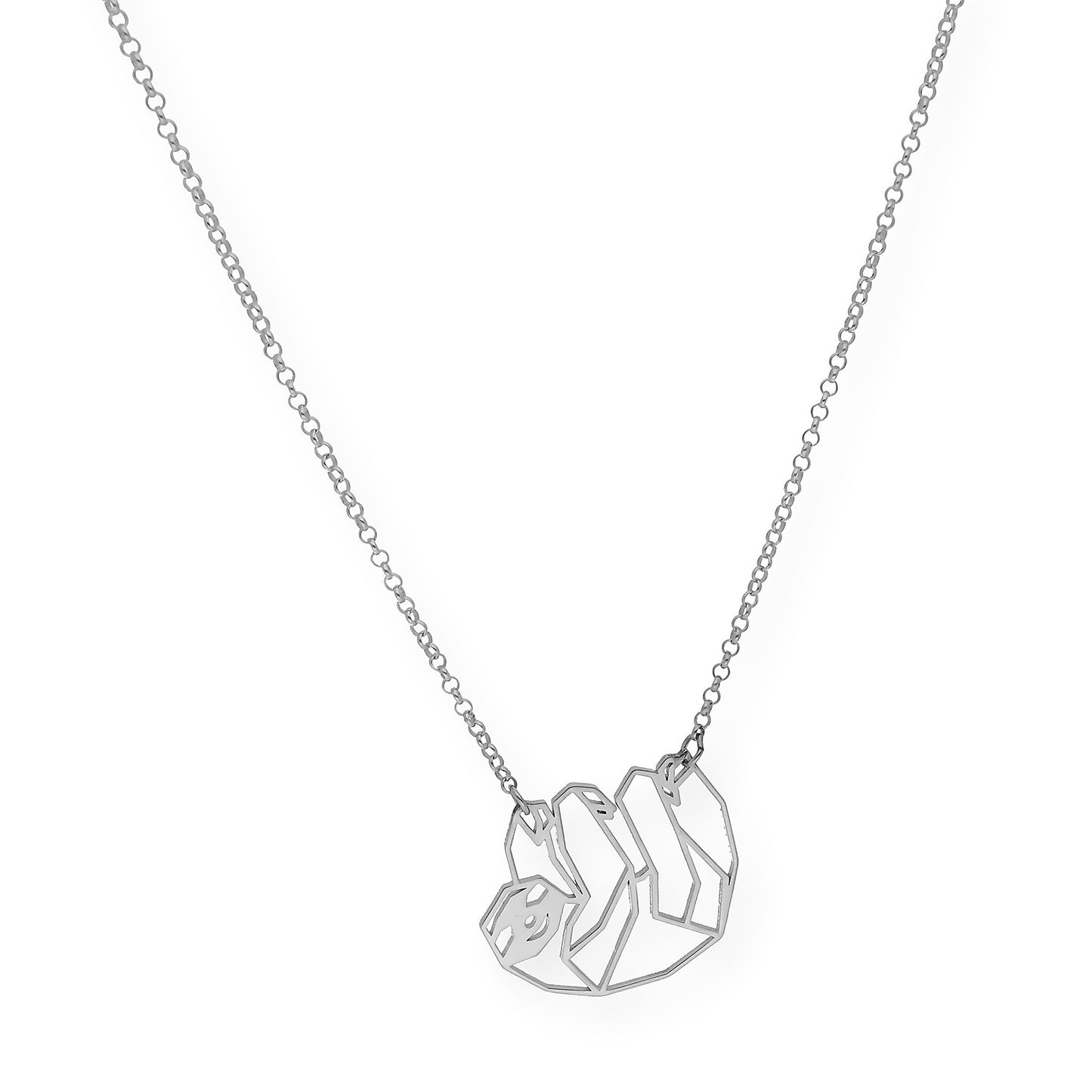 Collar con Colgante Origami Perezoso en Plata de Ley 925