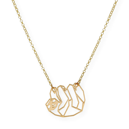 Collar con Colgante Origami Perezoso en Plata de Ley 925 con Baño de Oro 18k