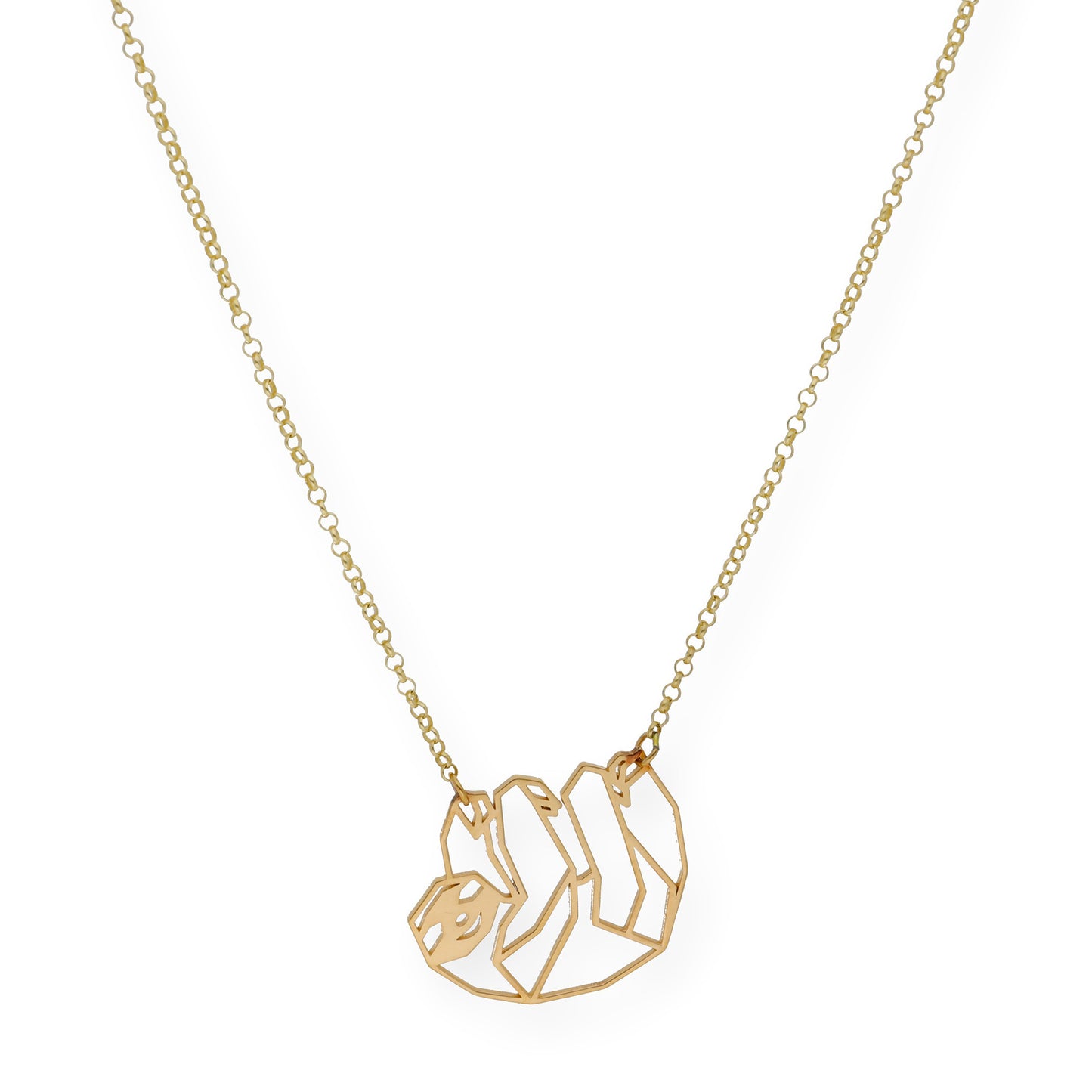 Collar con Colgante Origami Perezoso en Plata de Ley 925 con Baño de Oro 18k
