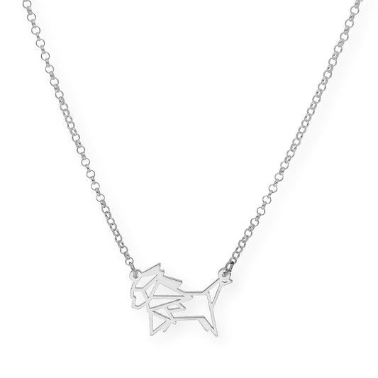 Collar con Colgante Origami León en Plata de Ley 925