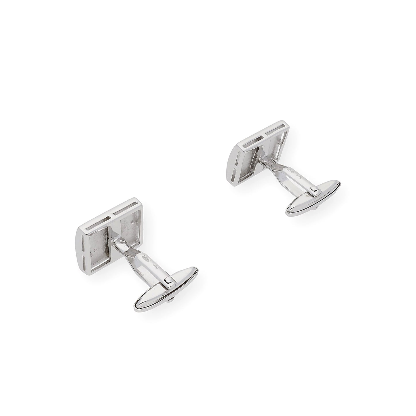 Gemelos de Plata con Ónix Diseño Rectangular