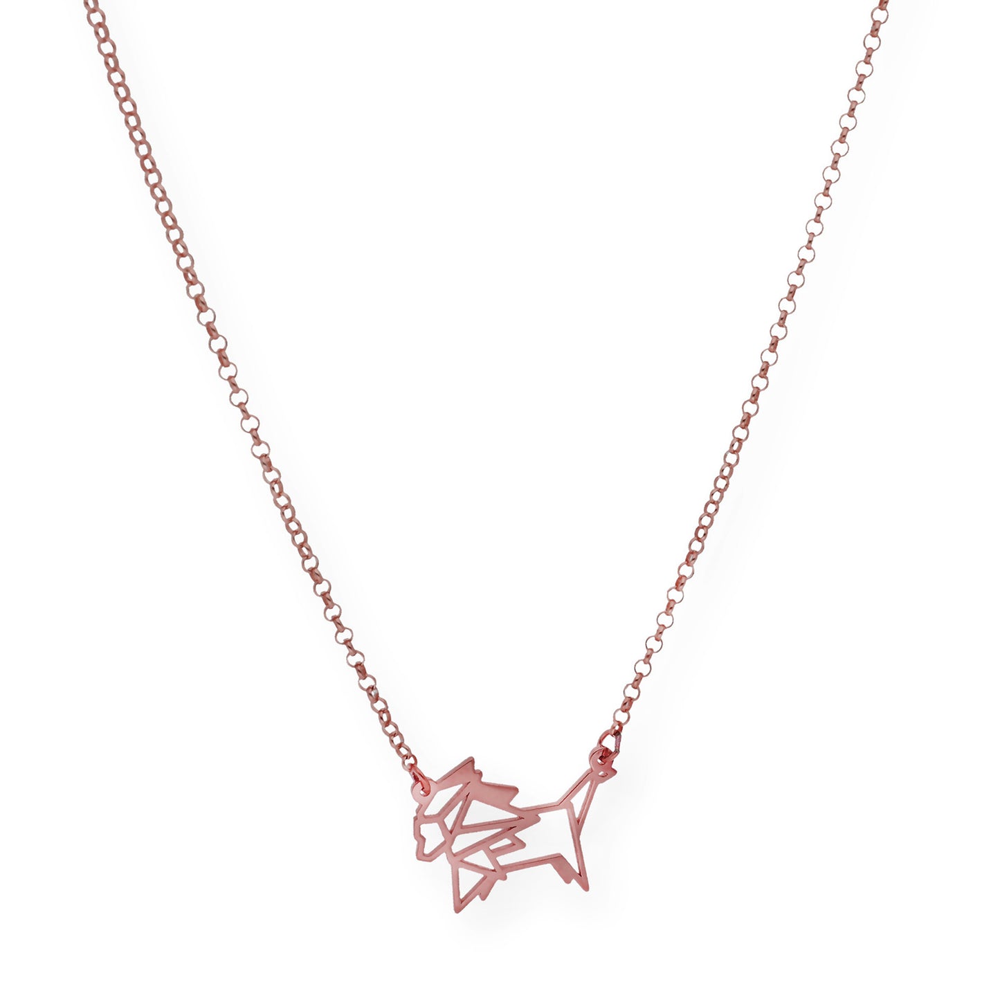 Collar con Colgante Origami León en Plata de Ley 925 con Baño de Oro Rosa 18k