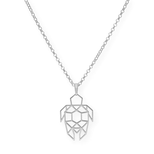 Collar con Colgante Origami Tortuga en Plata de Ley 925