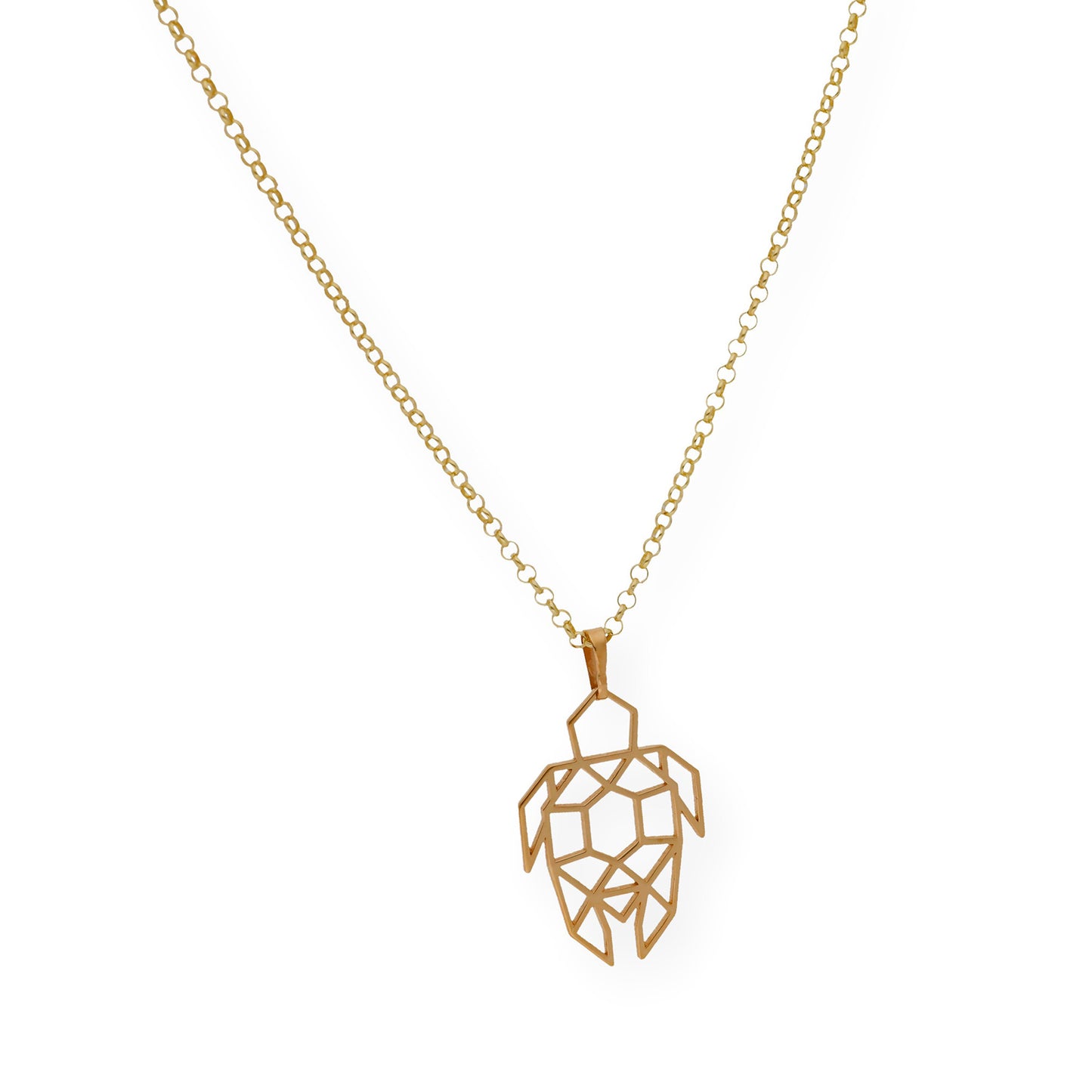 Collar con Colgante Origami Tortuga en Plata de Ley 925 con Baño de Oro 18k