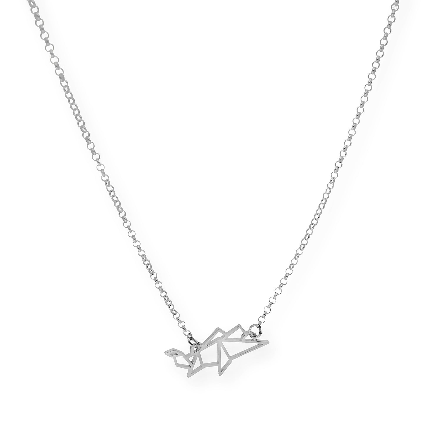 Collar con Colgante Origami Dinosaurio en Plata de Ley 925