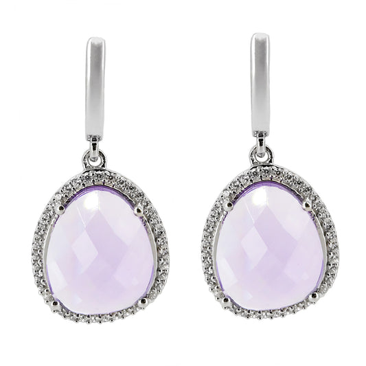 Pendientes Destello en plata de ley 925 Amatista y Orla de Circonitas