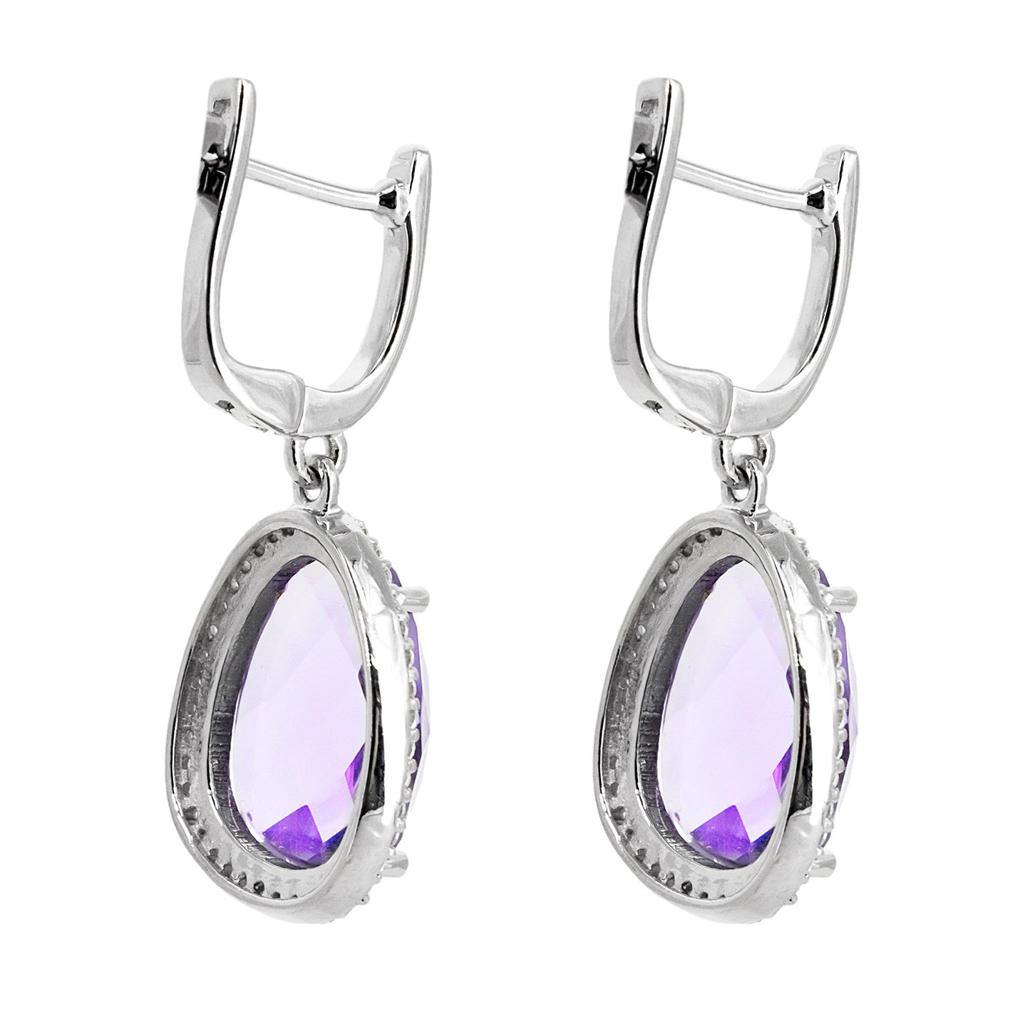 Pendientes Destello en plata de ley 925 Amatista y Orla de Circonitas