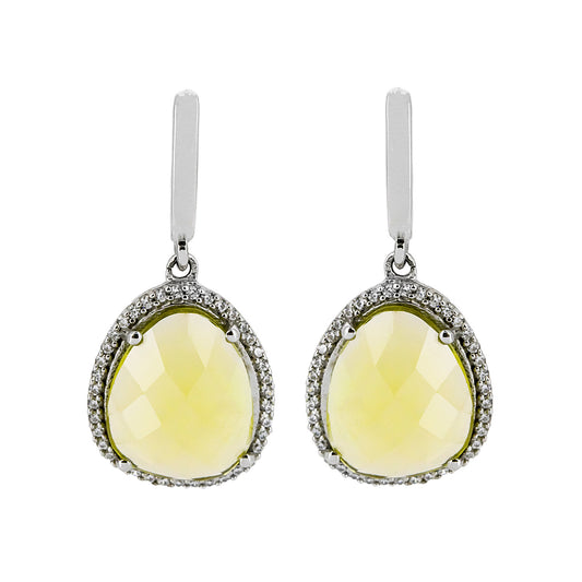 Pendientes Destello en plata de ley 925 Topacio Limón y Orla de Circonitas