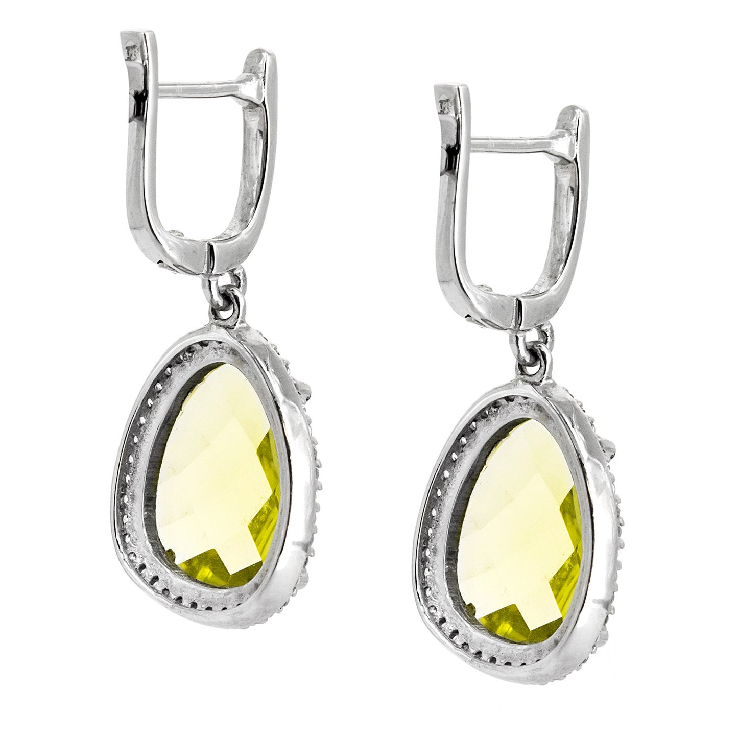 Pendientes Destello en plata de ley 925 Topacio Limón y Orla de Circonitas