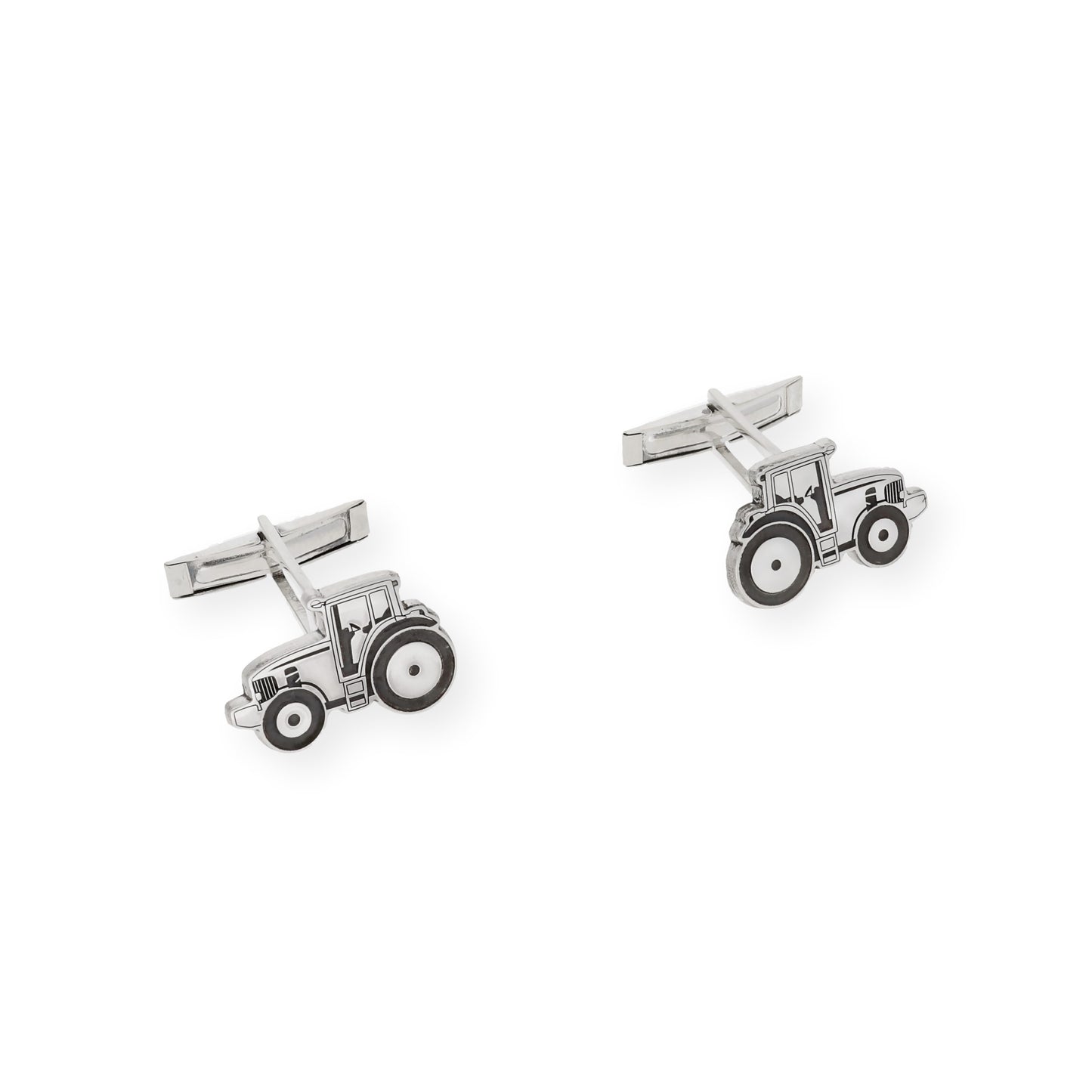 Gemelos de Plata de Ley 925 Diseño Tractor