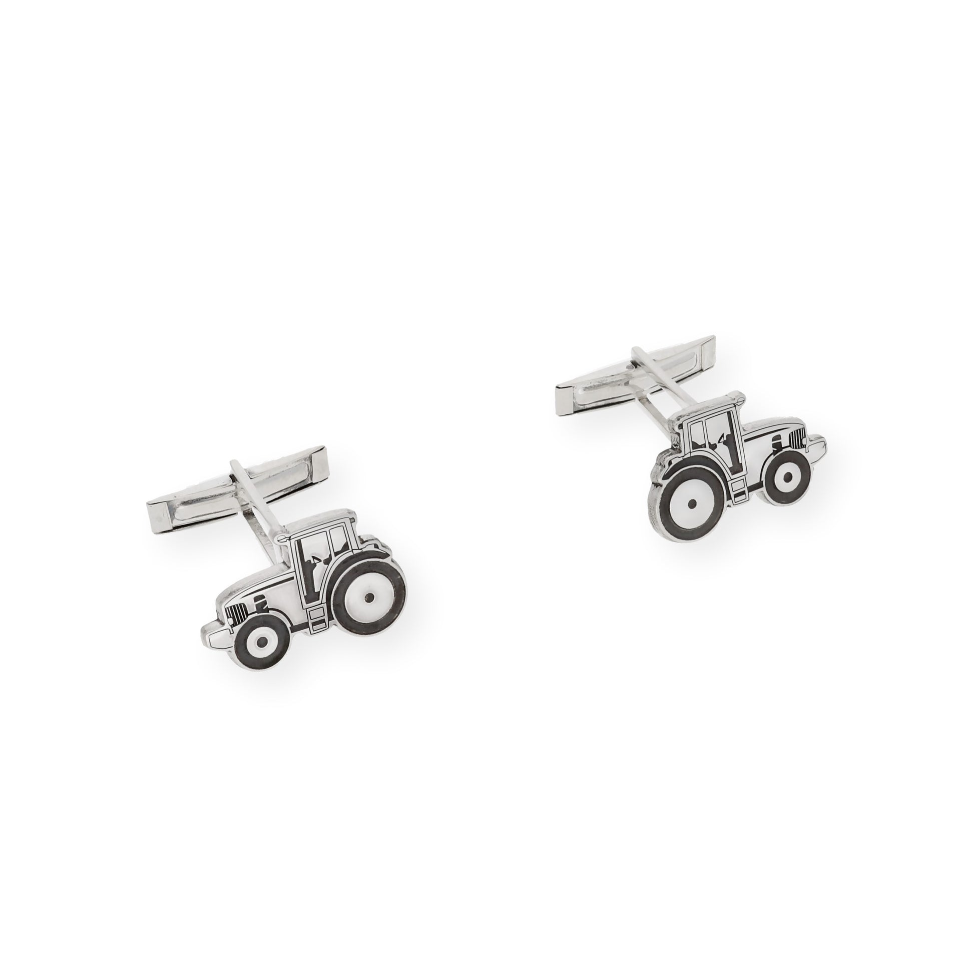 Gemelos de Plata de Ley 925 Diseño Tractor