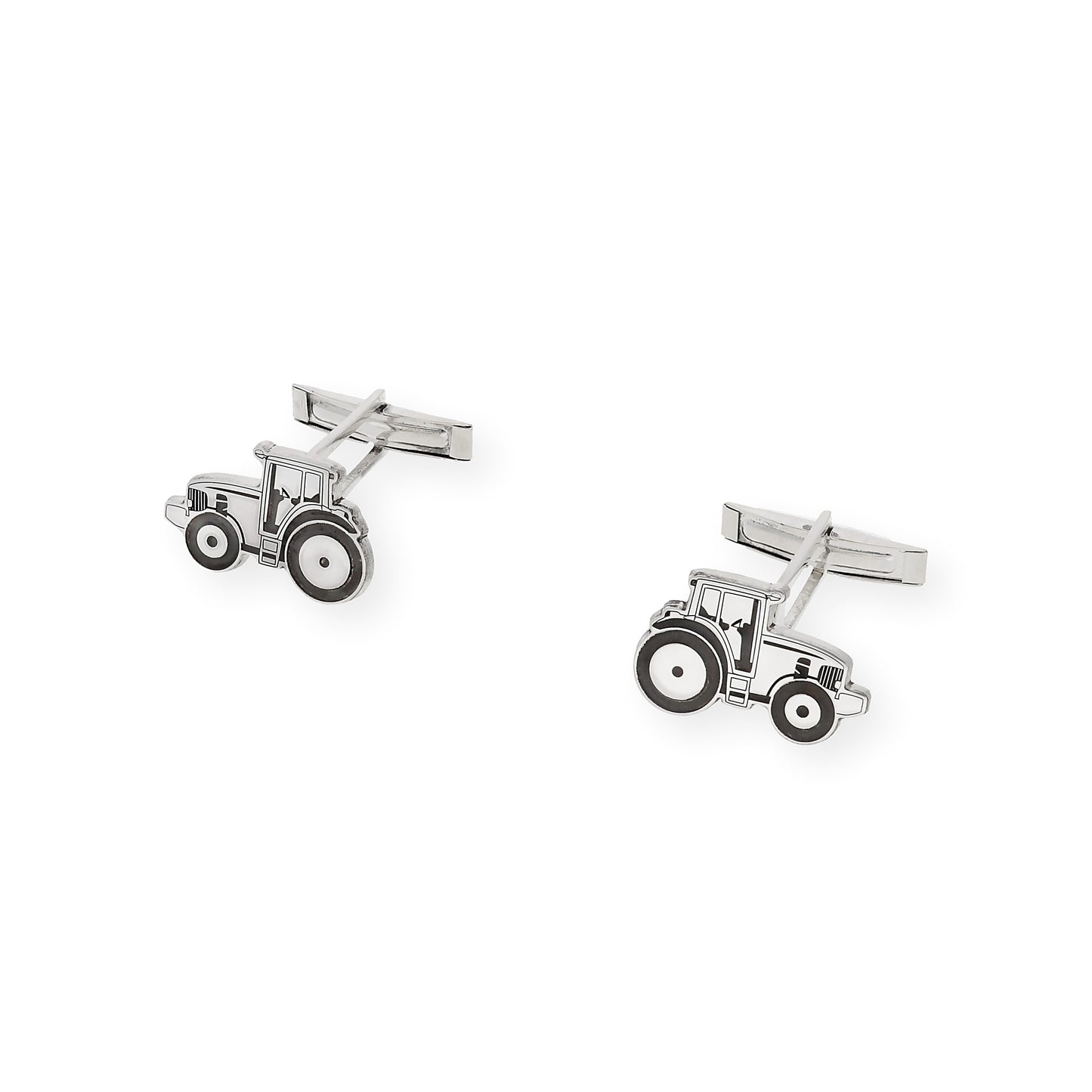 Gemelos de Plata de Ley 925 Diseño Tractor