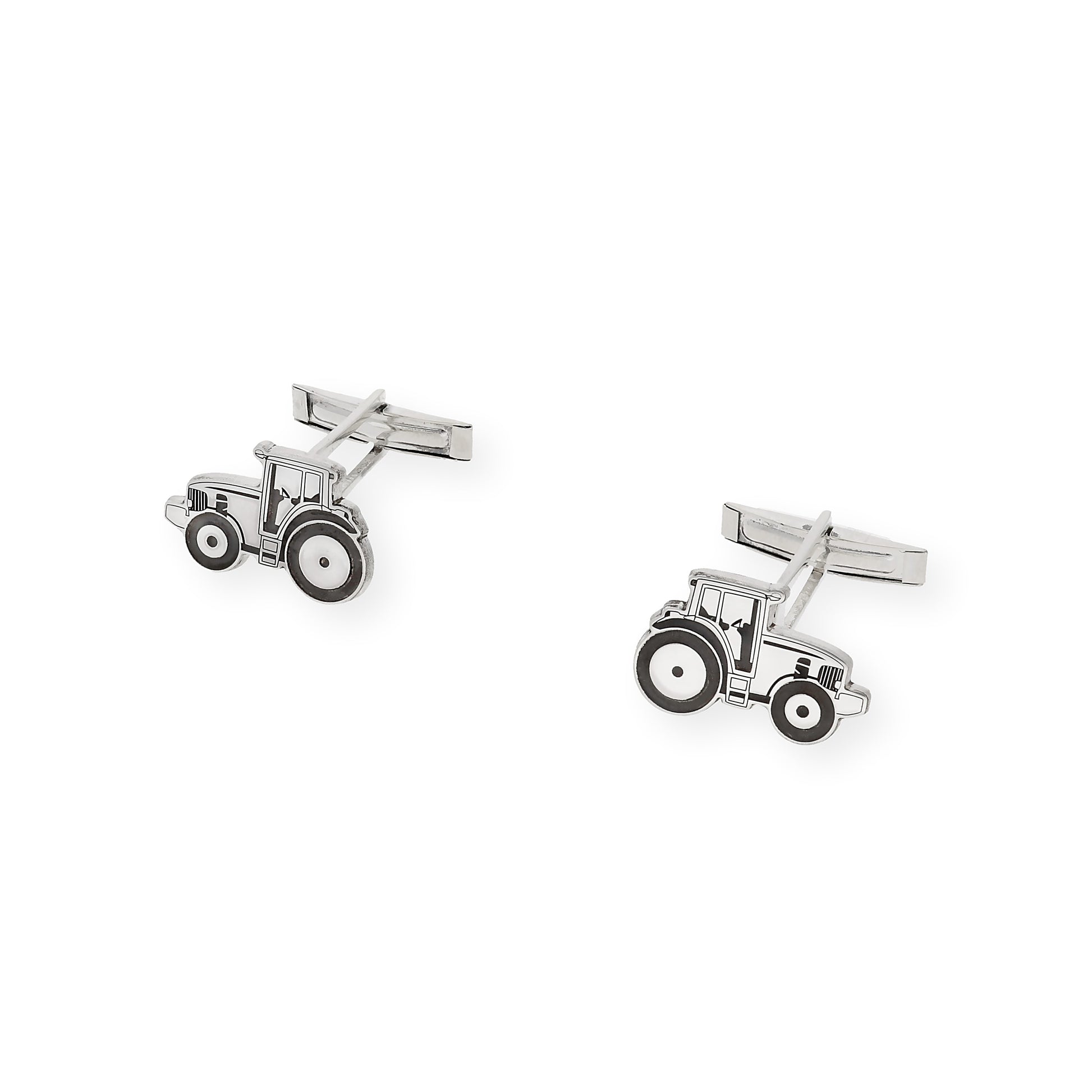 Gemelos de Plata de Ley 925 Diseño Tractor