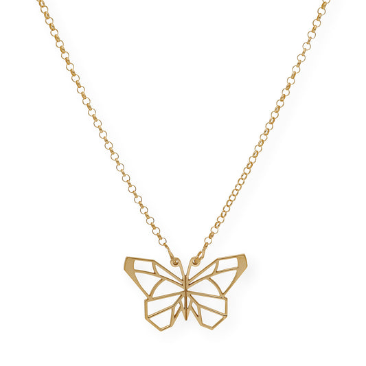 Collar con Colgante Origami Mariposa en Plata de Ley 925 con Baño de Oro 18k