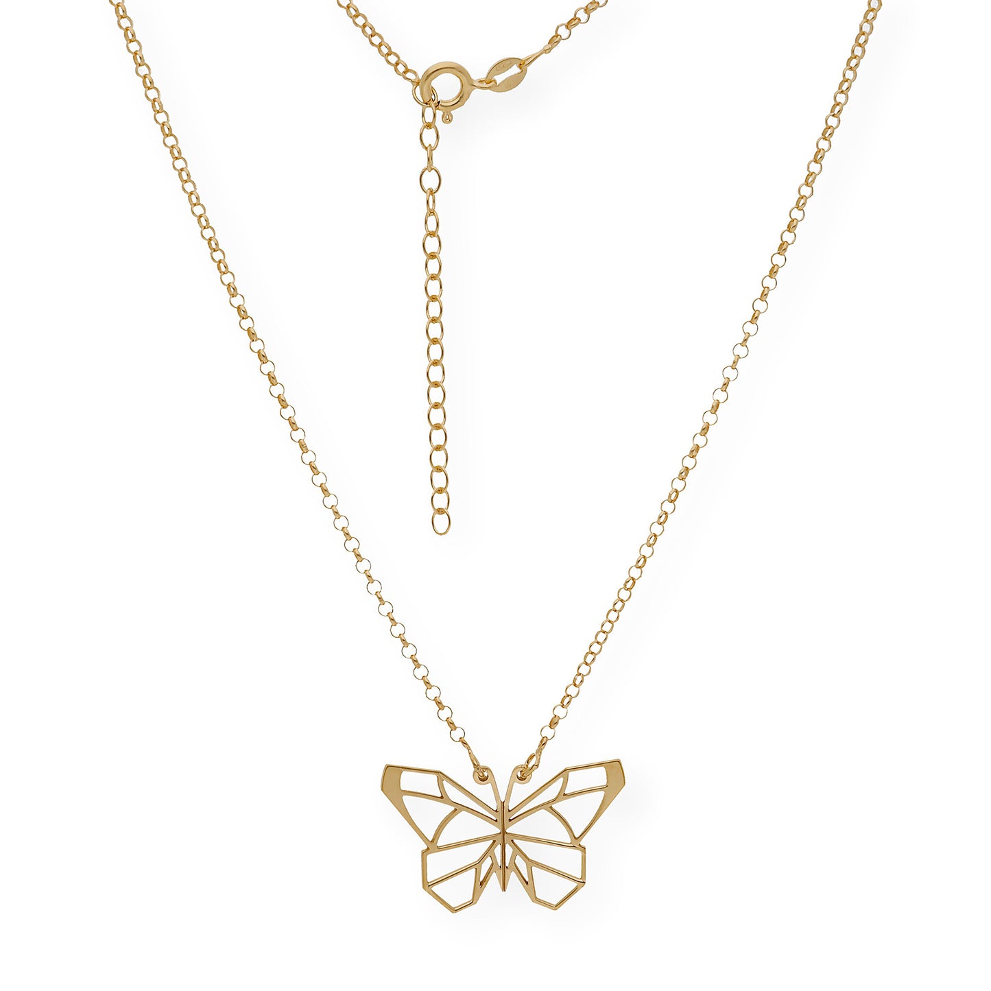 Collar con Colgante Origami Mariposa en Plata de Ley 925 con Baño de Oro 18k