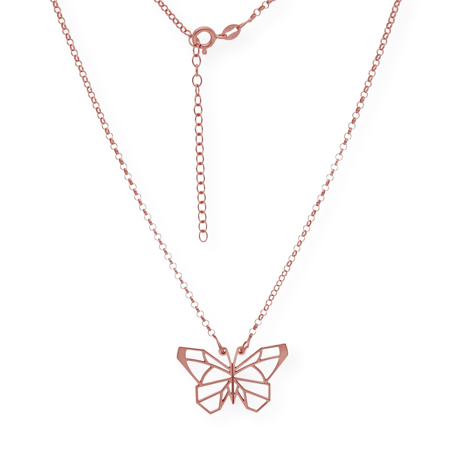 Collar con Colgante Origami Mariposa en Plata de Ley 925 con Baño de Oro Rosa 18k