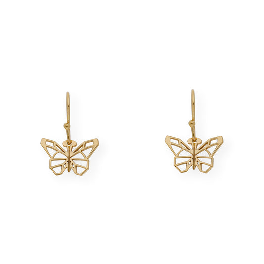 Pendientes Origami Mariposa en Plata de Ley 925 con Baño de Oro 18k