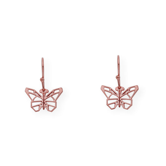 Pendientes Origami Mariposa en Plata de Ley 925 con Baño de Oro Rosa 18k