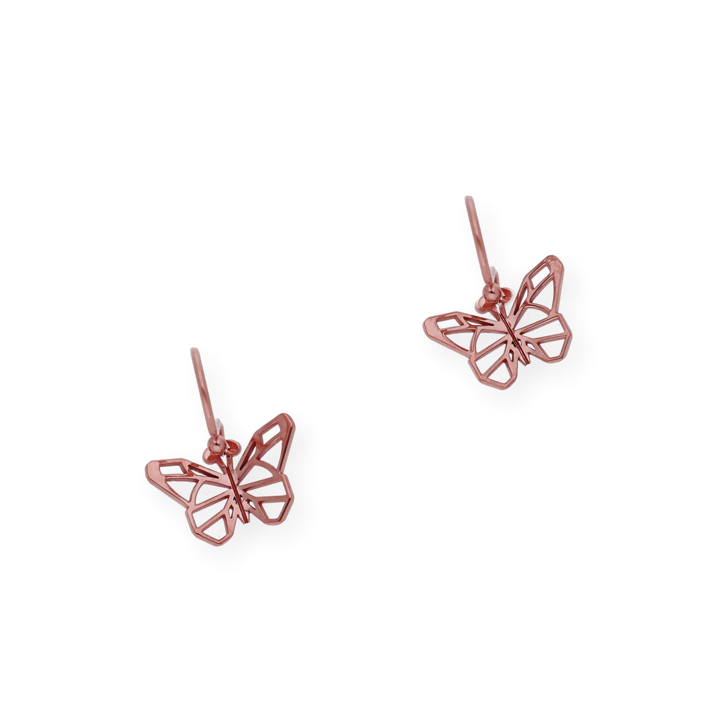 Pendientes Origami Mariposa en Plata de Ley 925 con Baño de Oro Rosa 18k