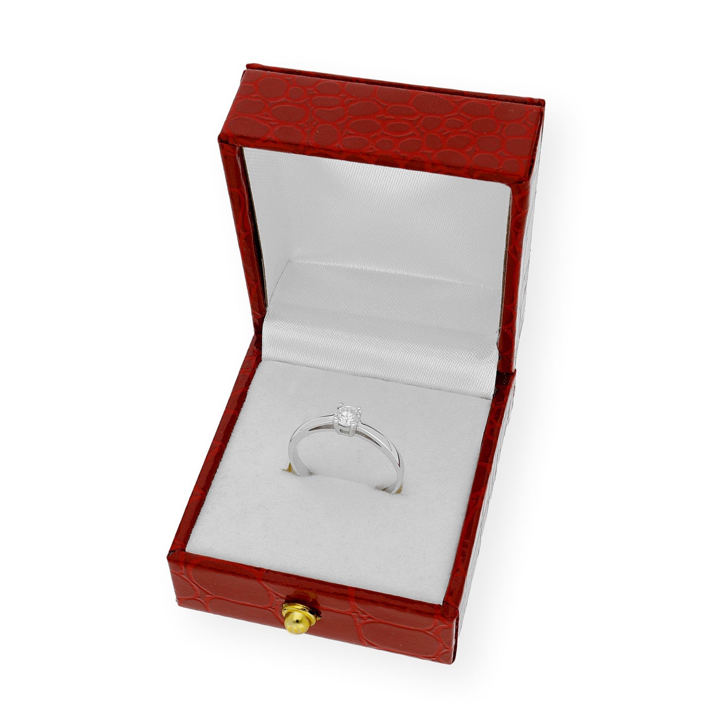 Solitario de Compromiso con Diamantes Certificado y Oro 18K