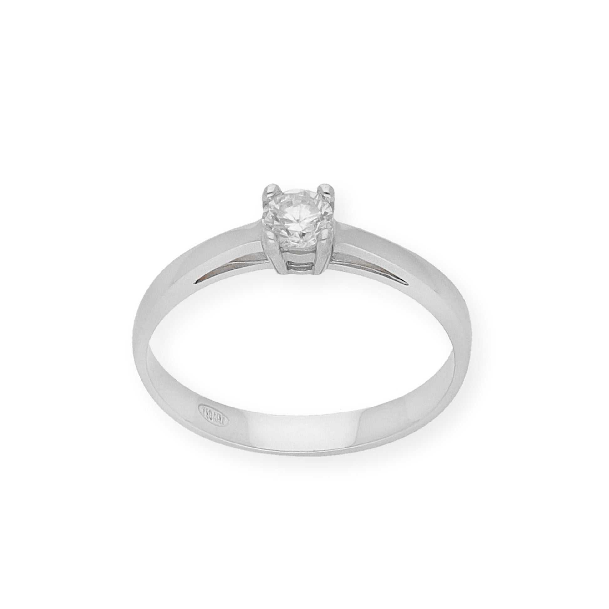 Solitario de Compromiso con Diamantes Certificado y Oro 18K