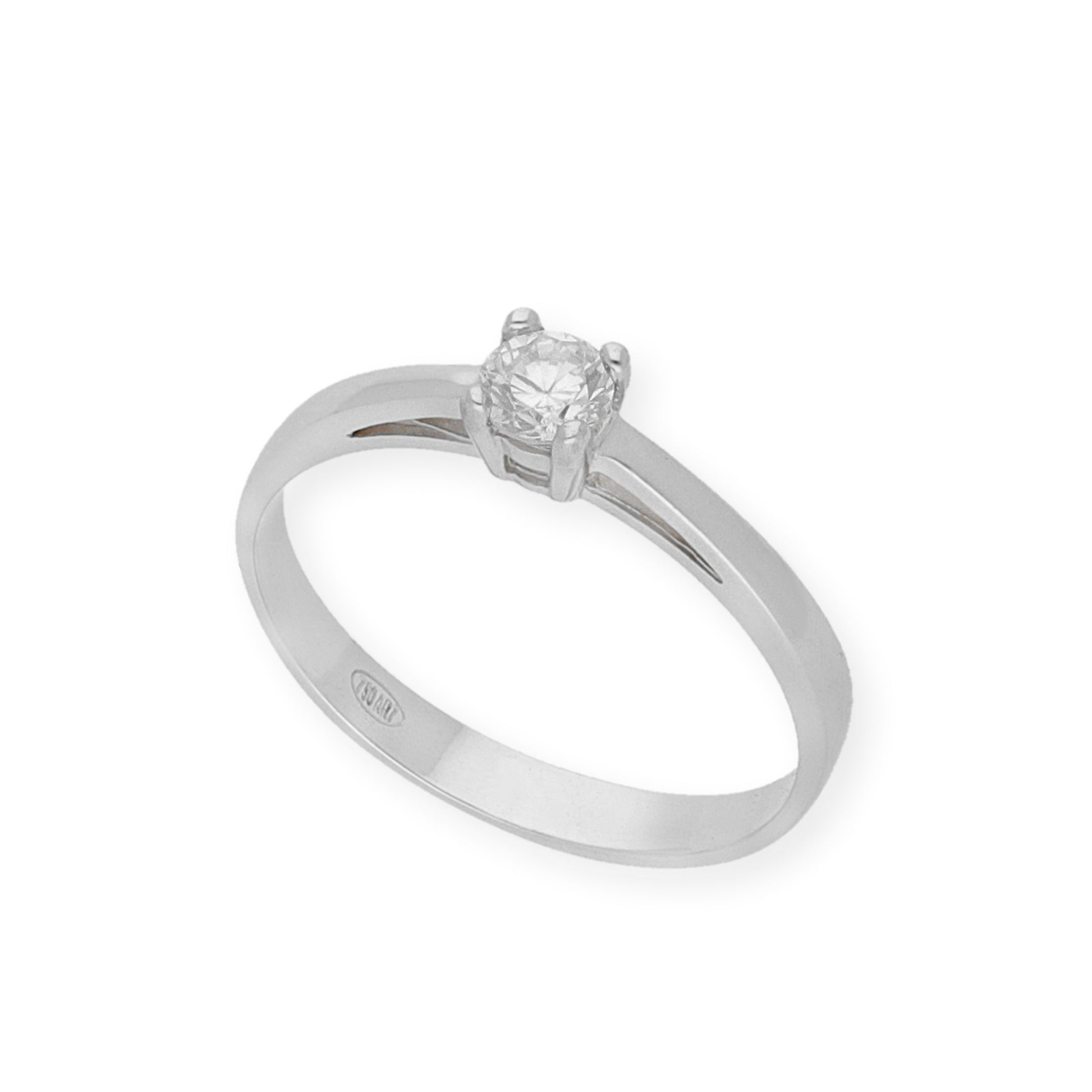 Solitario de Compromiso con Diamantes Certificado y Oro 18K