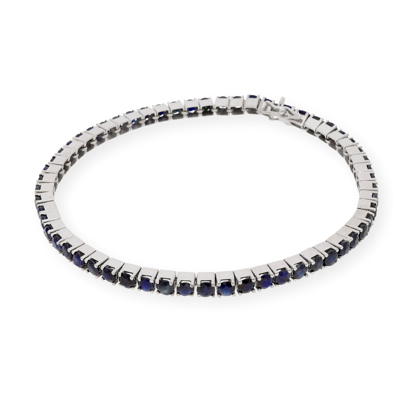 Pulsera Riviere de Zafiros en Oro Blanco de Ley