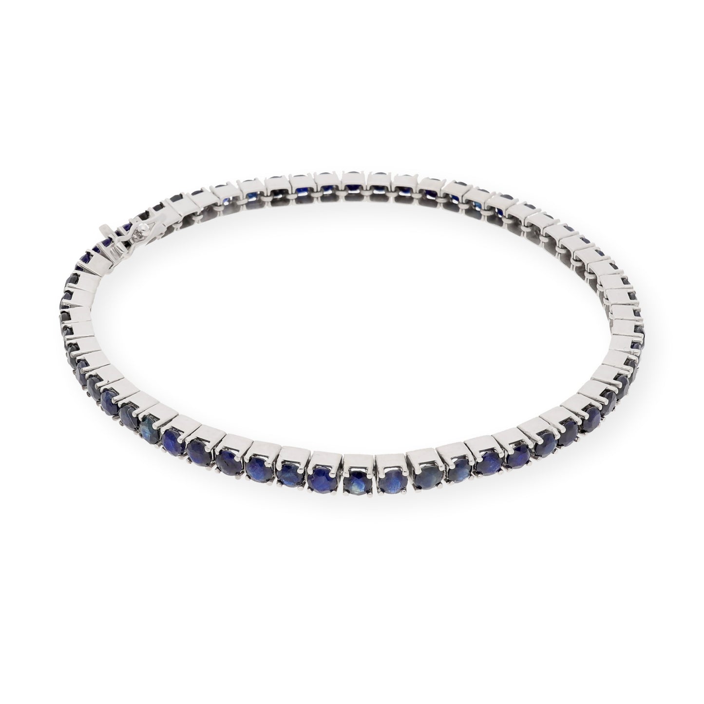 Pulsera Riviere de Zafiros en Oro Blanco de Ley