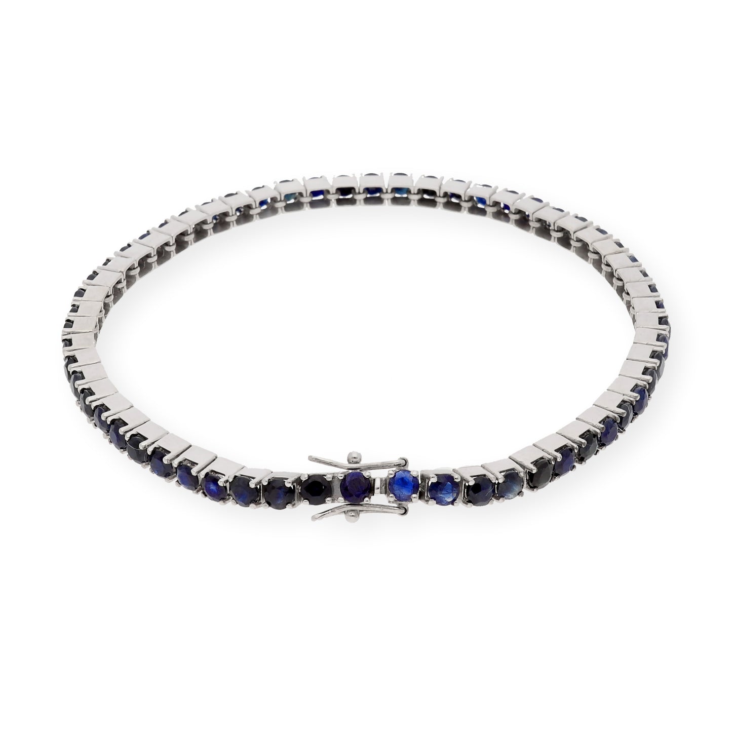 Pulsera Riviere de Zafiros en Oro Blanco de Ley