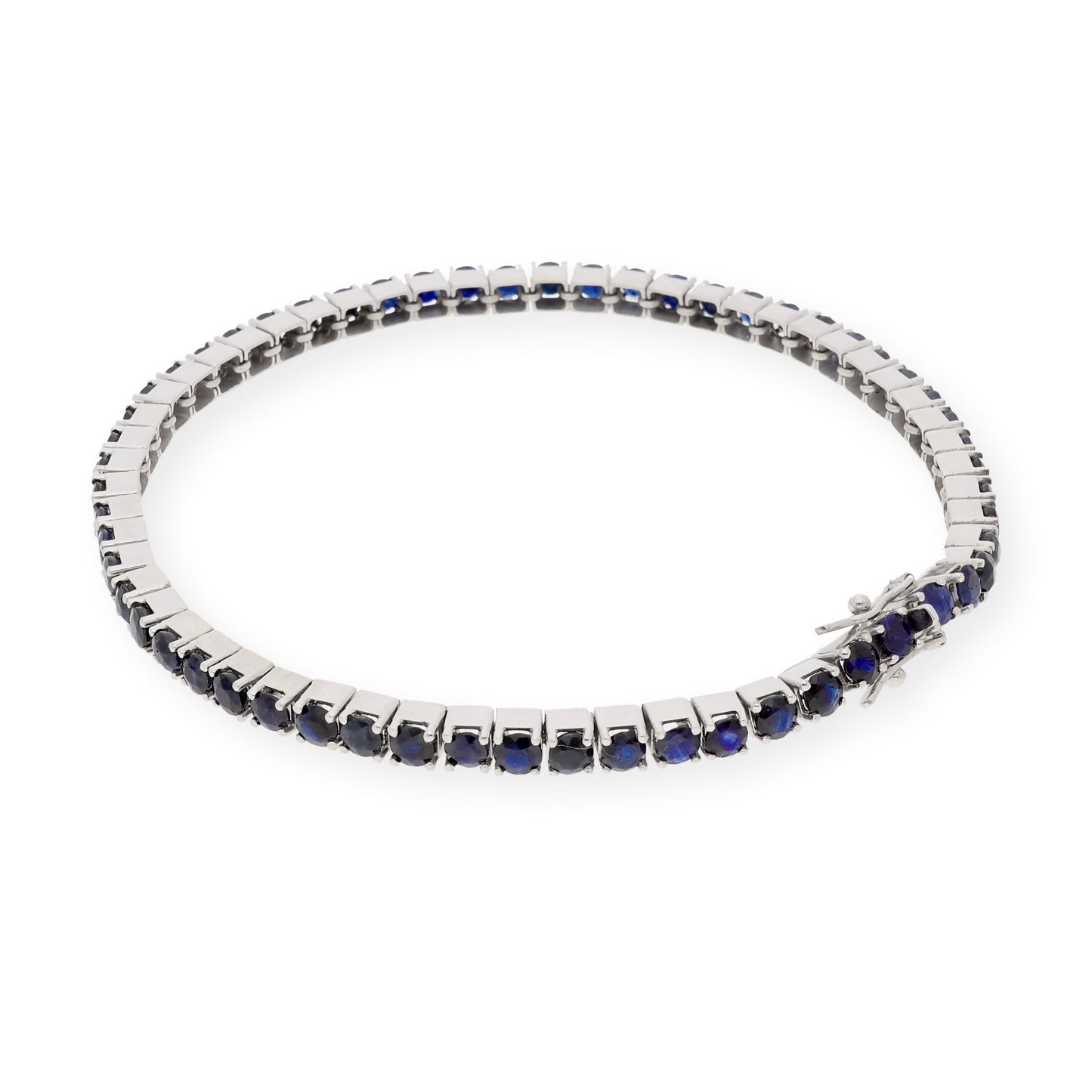 Pulsera Riviere de Zafiros en Oro Blanco de Ley