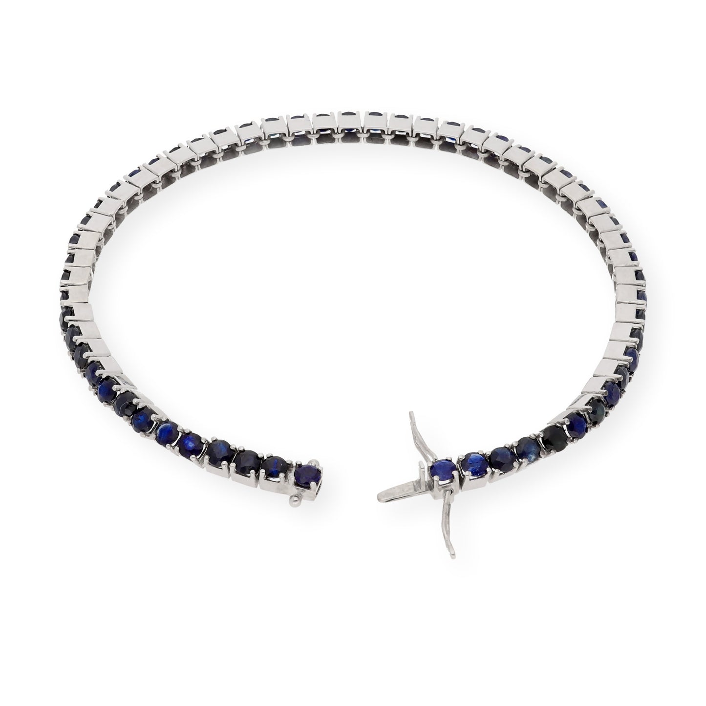 Pulsera Riviere de Zafiros en Oro Blanco de Ley