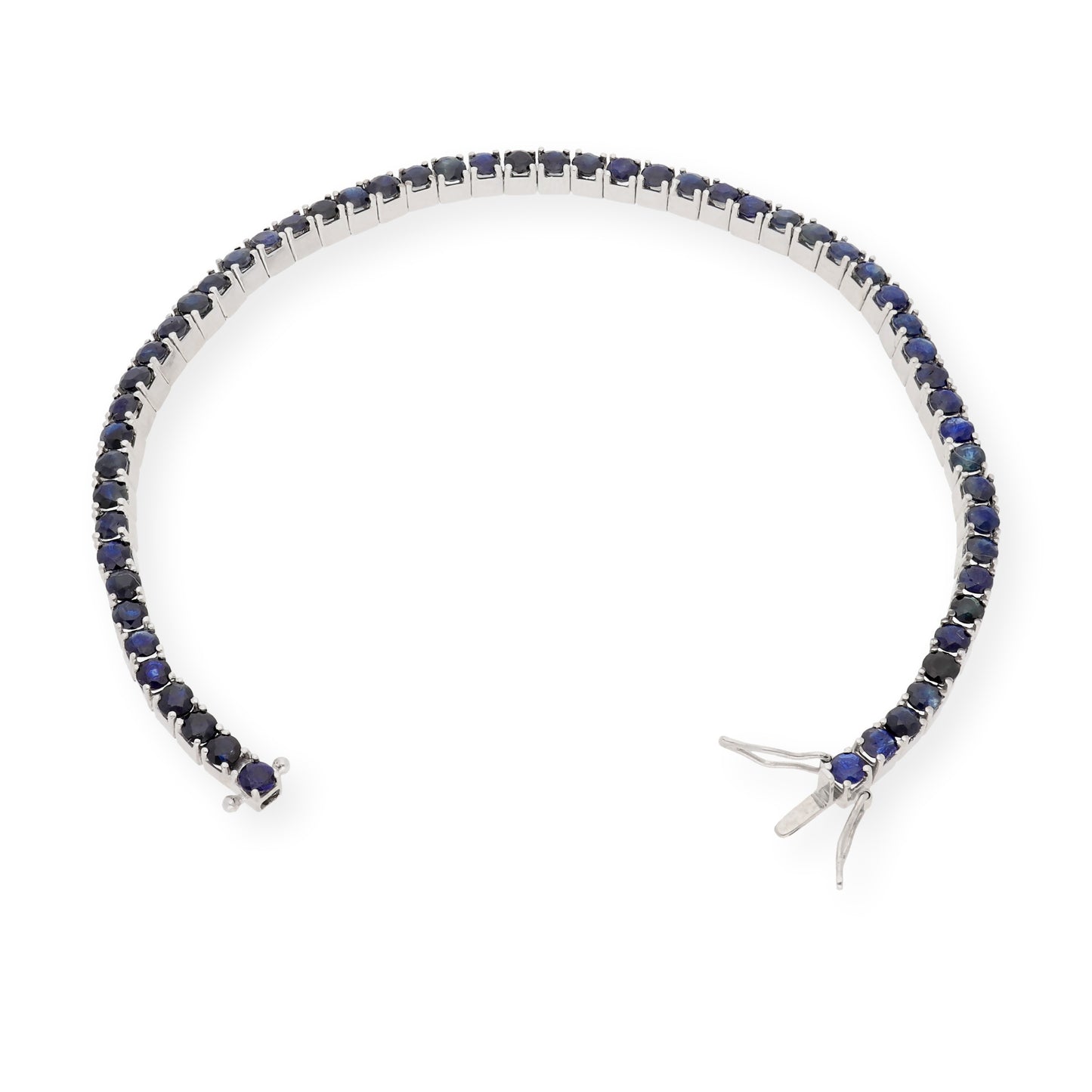 Pulsera Riviere de Zafiros en Oro Blanco de Ley
