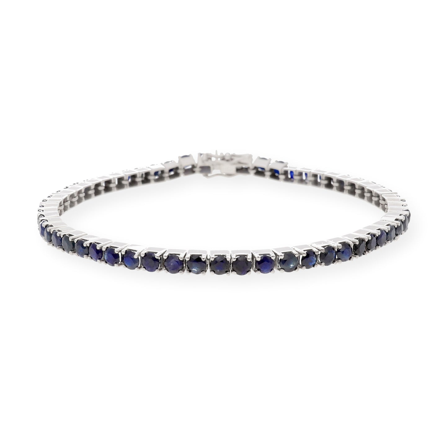 Pulsera Riviere de Zafiros en Oro Blanco de Ley