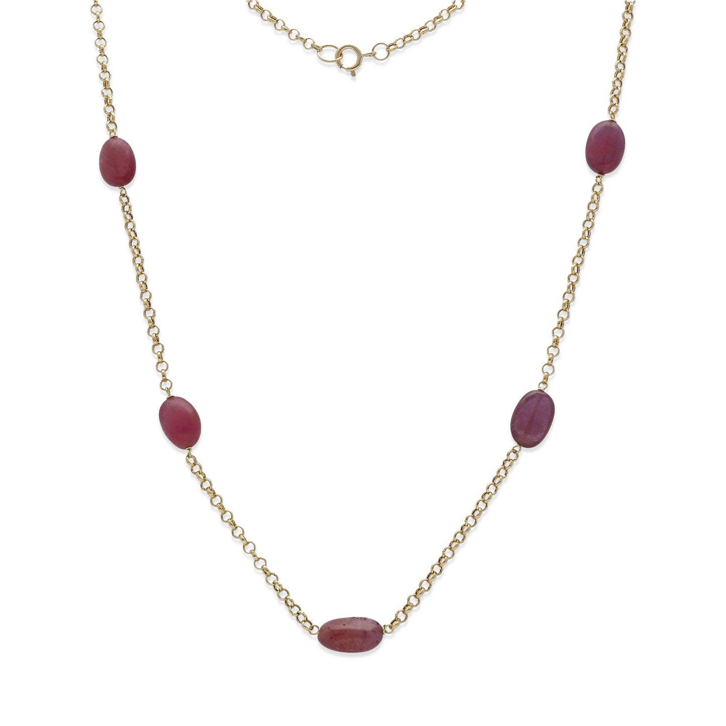 Collar de Oro de ley 18K y Rubíes Naturales Ovales