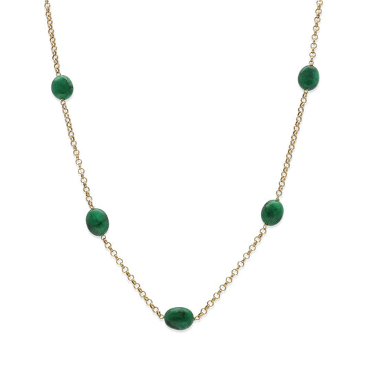 Collar de Oro de ley 18K y Esmeraldas Naturales Ovales