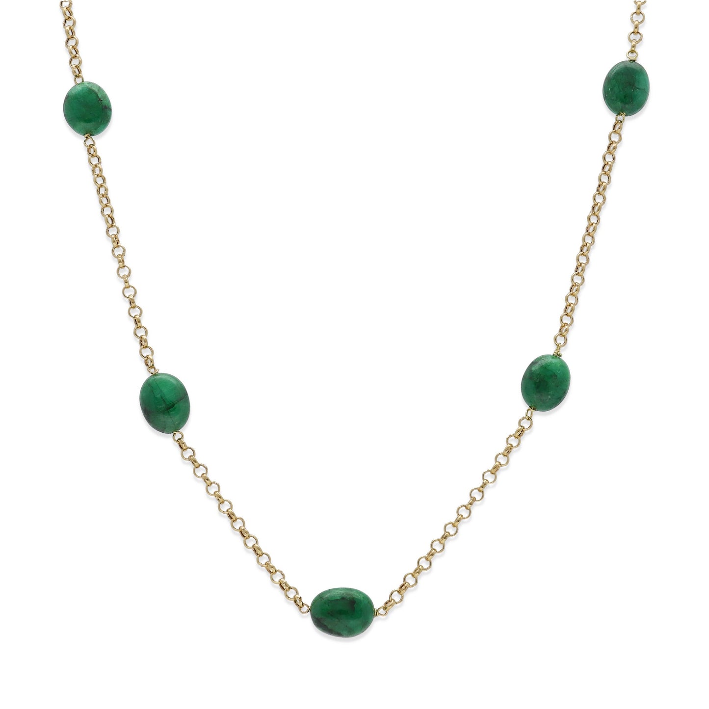 Collar de Oro de ley 18K y Esmeraldas Naturales Ovales