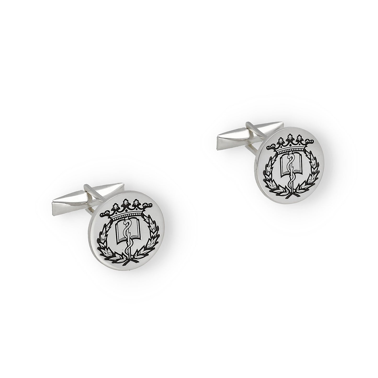 Gemelos Insignia Profesional de Medicina en Plata de Ley 925