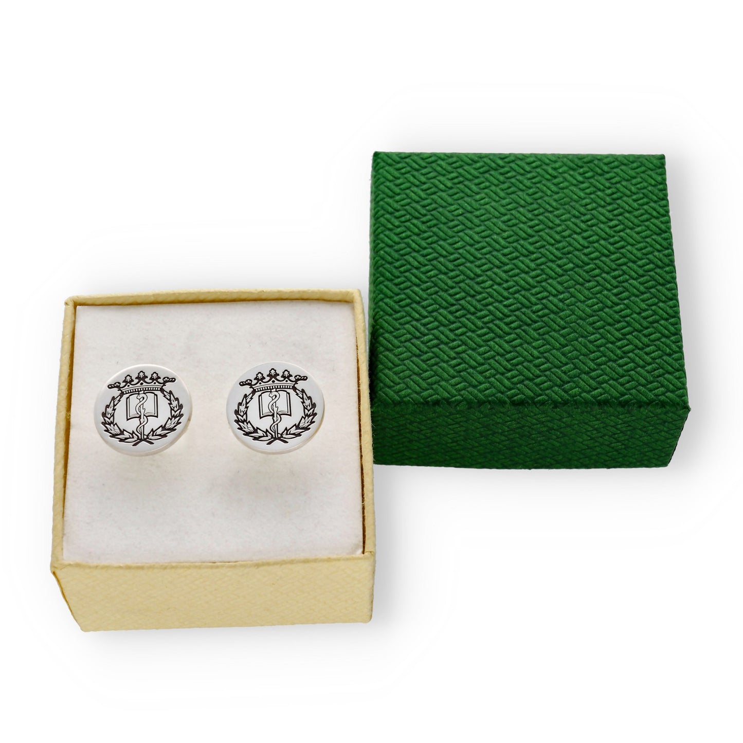 Gemelos Insignia Profesional de Medicina en Plata de Ley 925