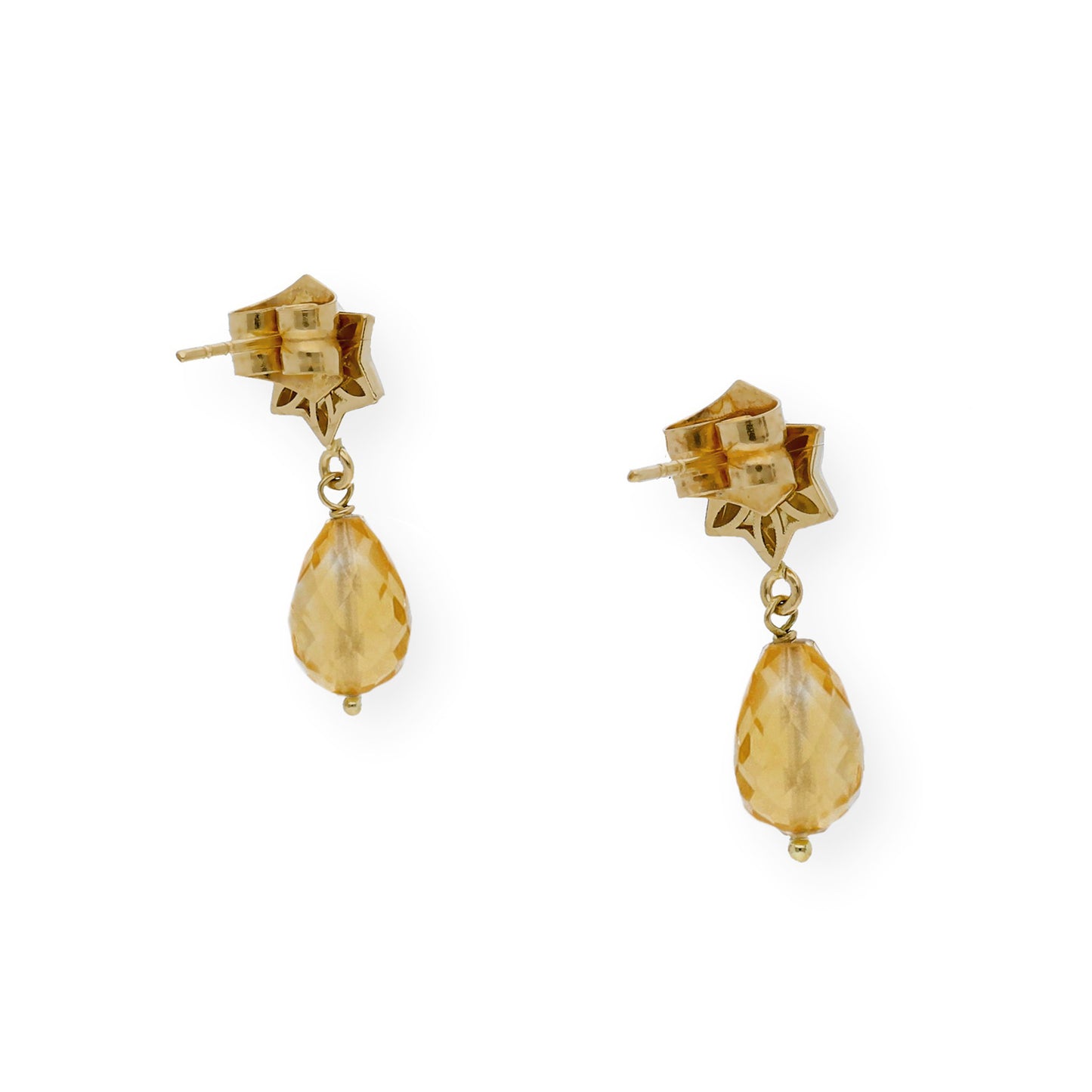 Pendientes Star Oro Amarillo 18K con Diamantes y Cuarzo Citrinos