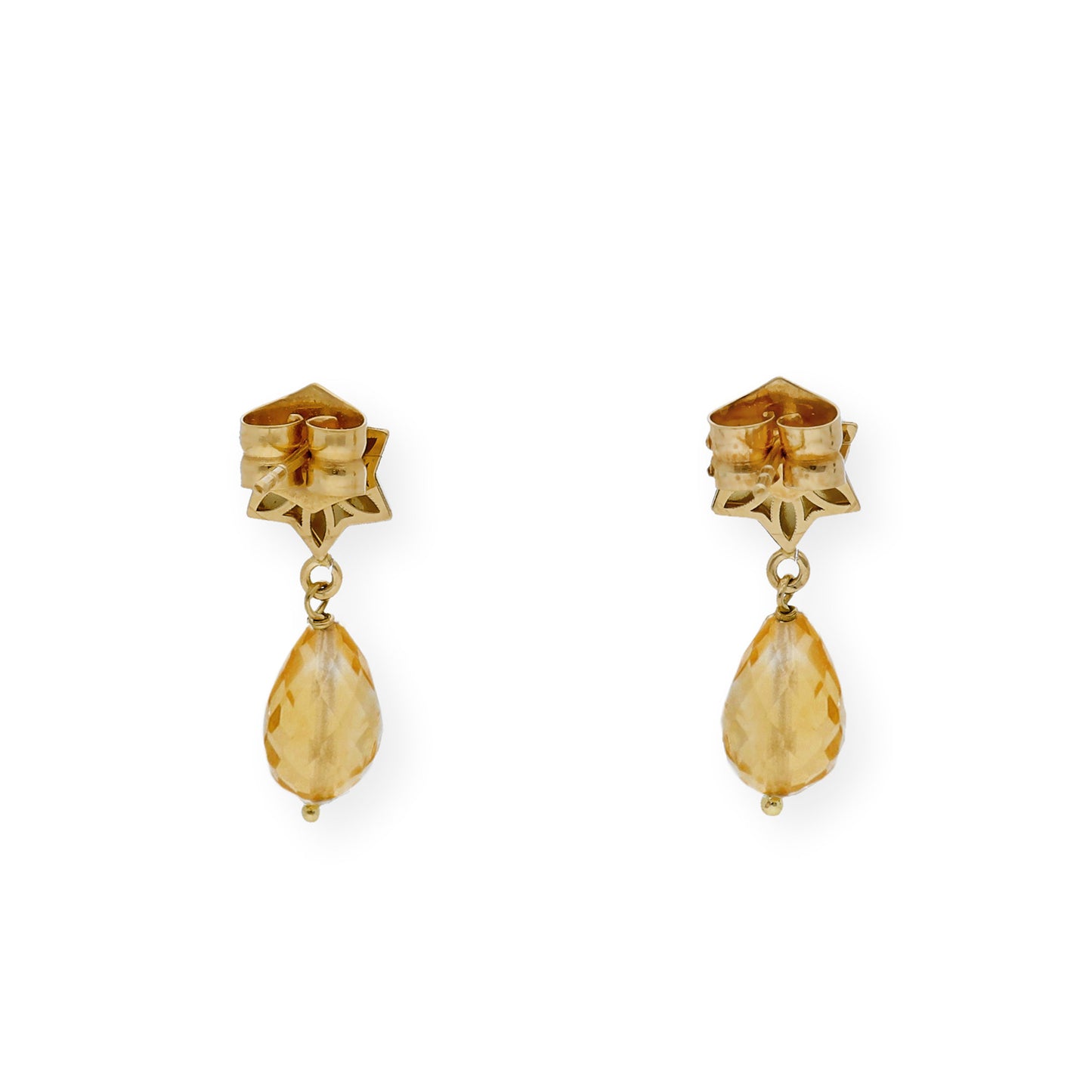 Pendientes Star Oro Amarillo 18K con Diamantes y Cuarzo Citrinos