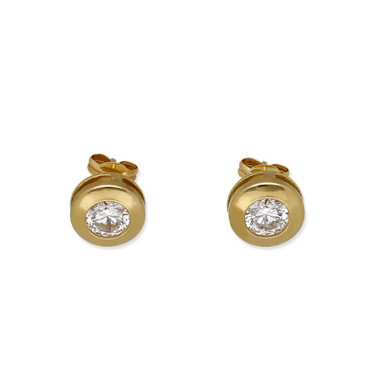 Pendientes en Oro de Ley 18K con Circonita en Chatón 8.50mm