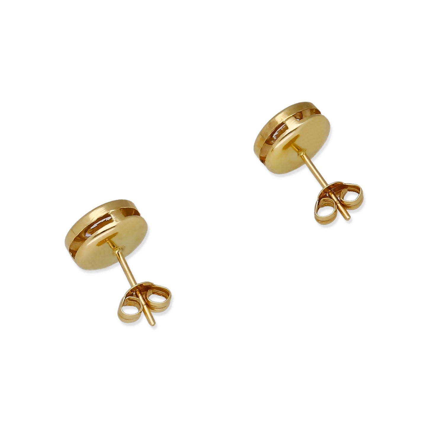 Pendientes en Oro de Ley 18K con Circonita en Chatón 8.50mm