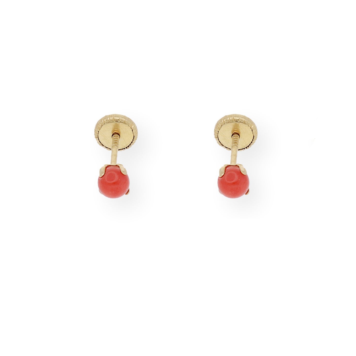 Pendientes de Bebé en Oro y Corales Naturales 3 MM